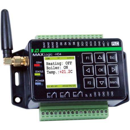 Programowalny sterownik z komunikatorem GSM MAX H04; zdalne sterowanie SMS, CLIP (wdzwanianie) oraz głosowe