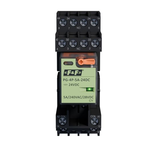 Komplet: gniazdo przekaźnikowe GN-4P + przekaźnik interfejsowy PG-4P-5A-24DC