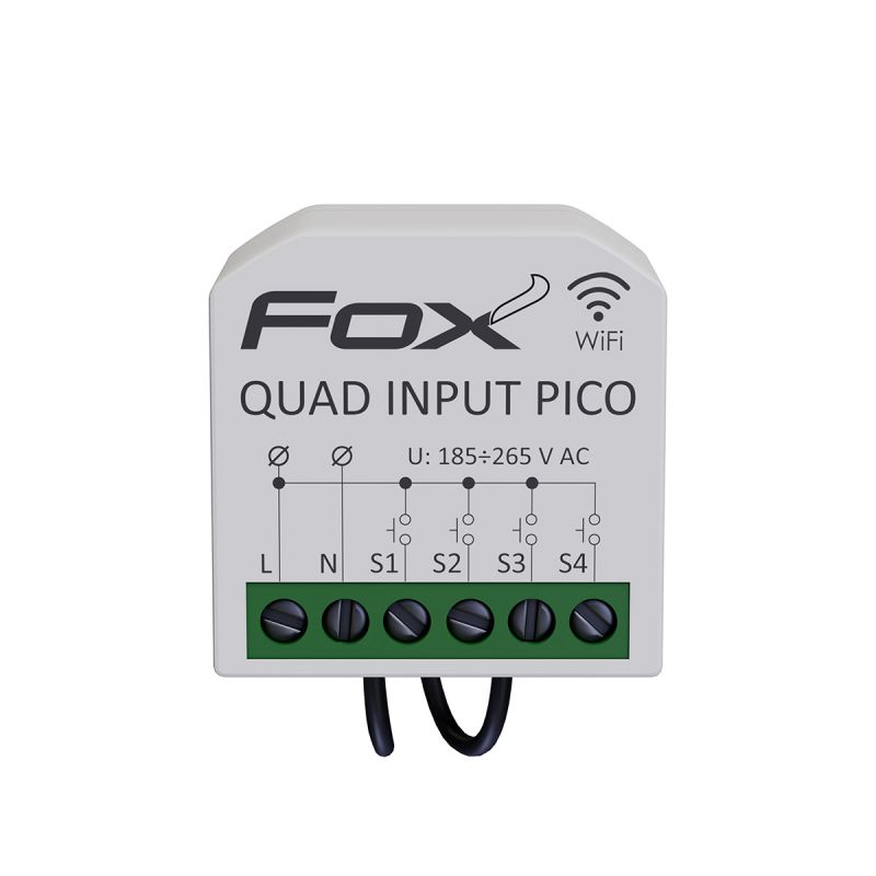 Miniaturowy 4-kanałowy nadajnik WiFi do montażu w puszce instalacyjnej