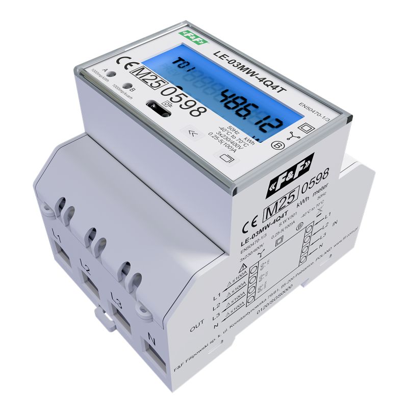 LE-03MW-4Q4T – 3-phase, bidirectional, 4-quadrant electricity meter