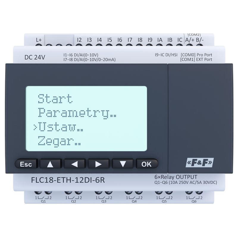 Sterownik programowalny FLC18-ETH-12DI-6R do budowy układów automatycznego sterowania