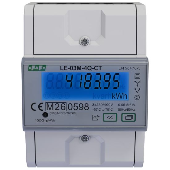 LE-03M-4Q -CT - 3-fazowy, półpośredni (przekładniki), 2-kierunkowy, 4-kwadrantowy licznik zużycia energii elektrycznej