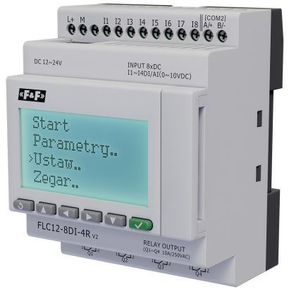 Uniwersalny sterownik programowalny FLC12-8DI-4R do sterowania elementami domowej i przemysłowej instalacji elektrycznej
