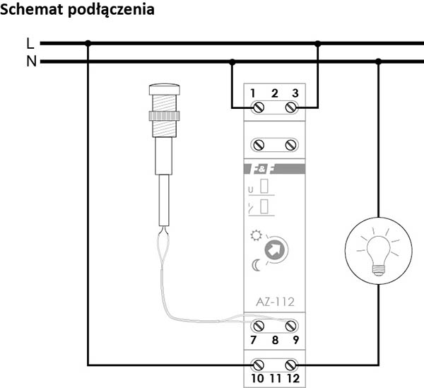 Automat zmierzchowy AZ-112 230 V schemat