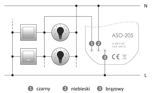 Automat schodowy ASO-205 schemat podłaczenia