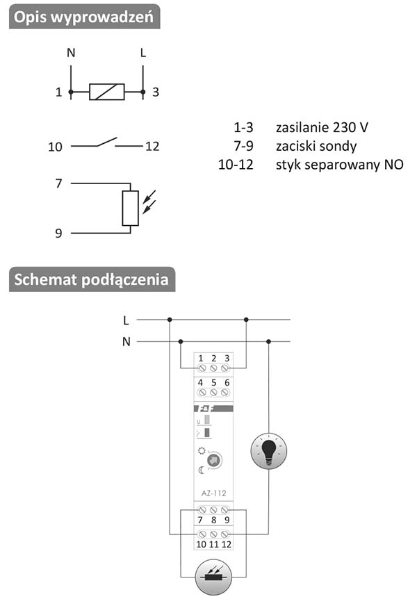 AZ-112-LED instrukcja podłączenia