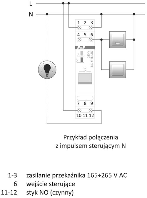 BIS-411B-LED - schemat podłączenia