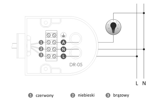 Schemat podłączenia dla DR-05W