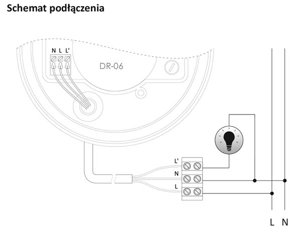 Sufitowy czujnik ruchu DR-06 W biały