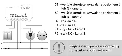 Przekaźnik bistabilny - schemat podłączenia