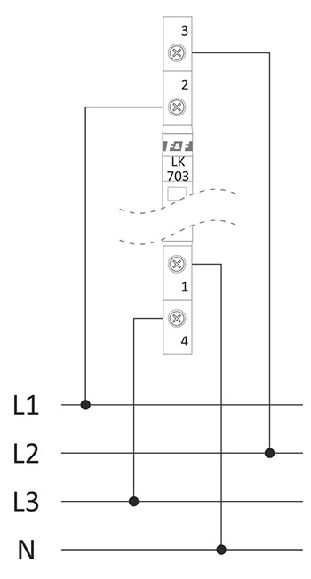 Lampka kontrolna 3-fazowa schemat podłączenia