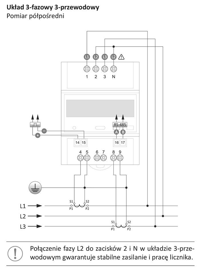 Schemat podłączenia licznika LE-03MW-4Q4T-CT