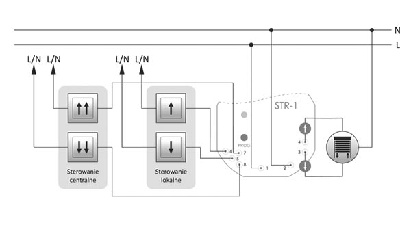 Sterownik rolet STR-1 schemat podłączenia