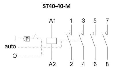 Stycznik modułowy ST40-40-M schemat podłączenia