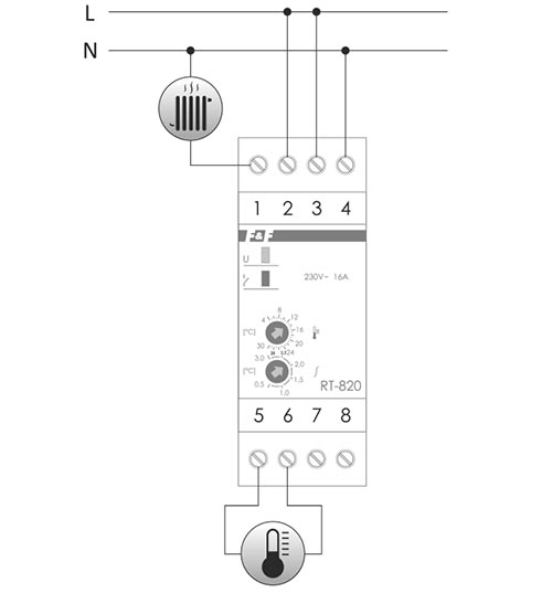 Regulator temperatury RT-820 schemat podłączenia