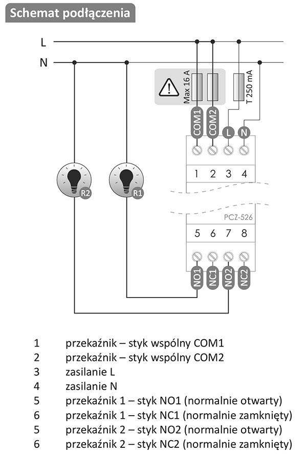 PCZ-526.4 schemat podłączenia