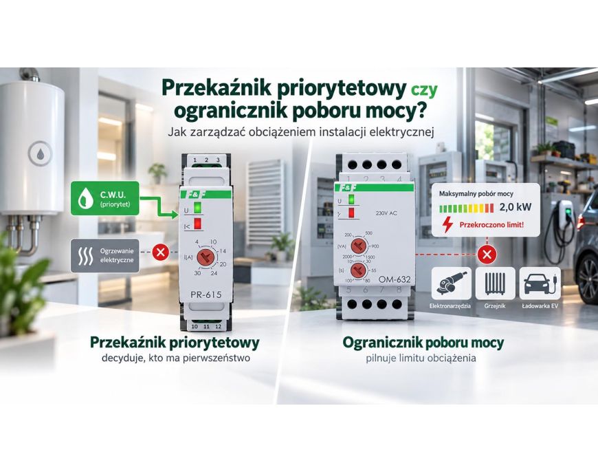 Przekaźnik priorytetowy czy ogranicznik poboru mocy? Jak zarządzać obciążeniem instalacji elektrycznej