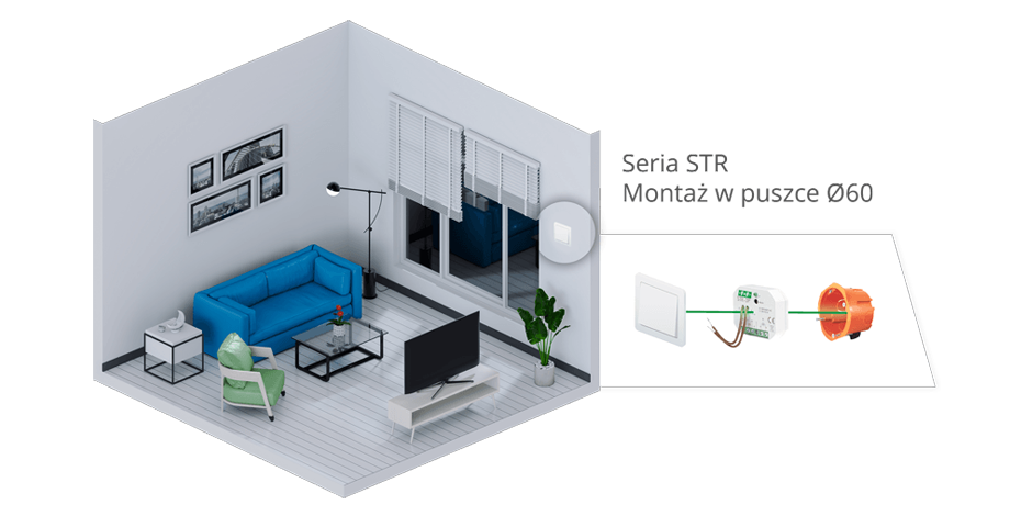 Sterownik rolet z serii STR - sterowanie roletami za pomocą przycisków chwilowych